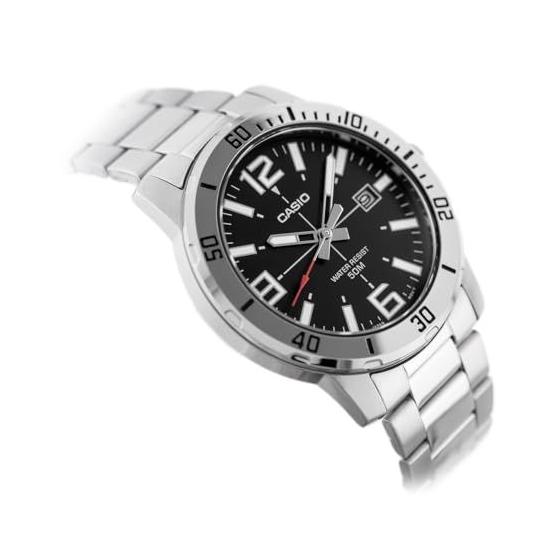 Used New Casio MTP-VD01D-1BV Men's Entiker Stainless Steel Black Dial Casual Analog Sporty Watch