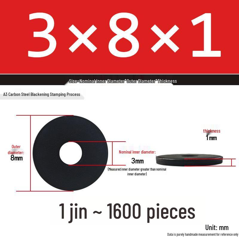 Thickened Black Flat Washer: Enhanced Round Metal Spacer for Home Use