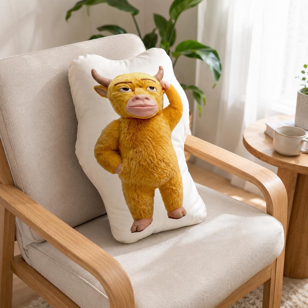 50cm abstract cow-shaped throw pillow