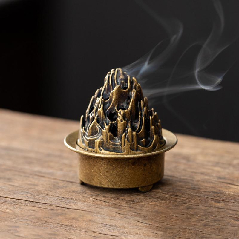Mini Alloy Hollow Burner Vertical Incense Holder Home Office Desk Decoration Creative Portable Aromatherapy Burner gift for man