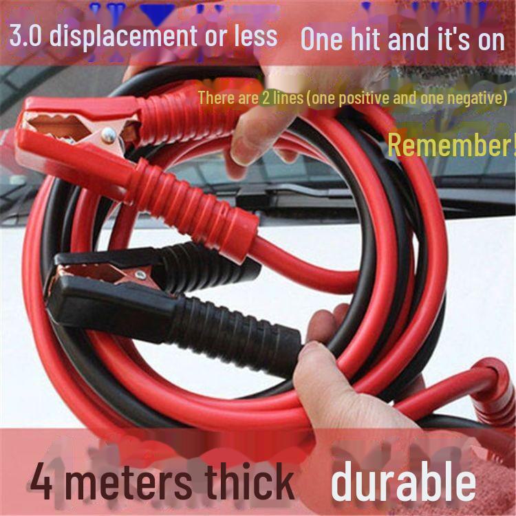 "4m 2000AMP Car Ignition Emergency Start Cable with Copper Clips"