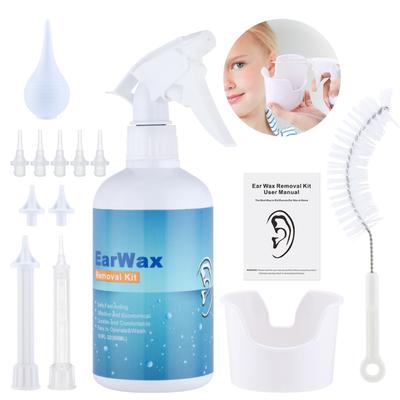Kit de Nettoyant d'Oreilles 300 500ml pour Adultes Enfants Spirale Dissolvant de Cérumen Bouteille d'Irrigation d'Eau en Plastique Soin des Oreilles Lavage Sécurité Pression