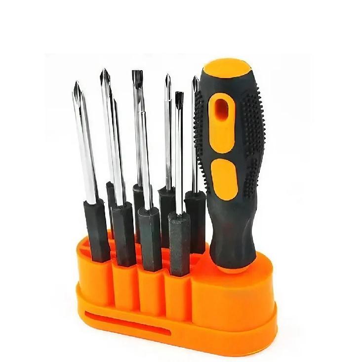 8-in-1 Mini Screwdriver Set Multi-Functional Interchangeable Phillips Flathead Bits Portable Aluminum Alloy Tool жёлтый