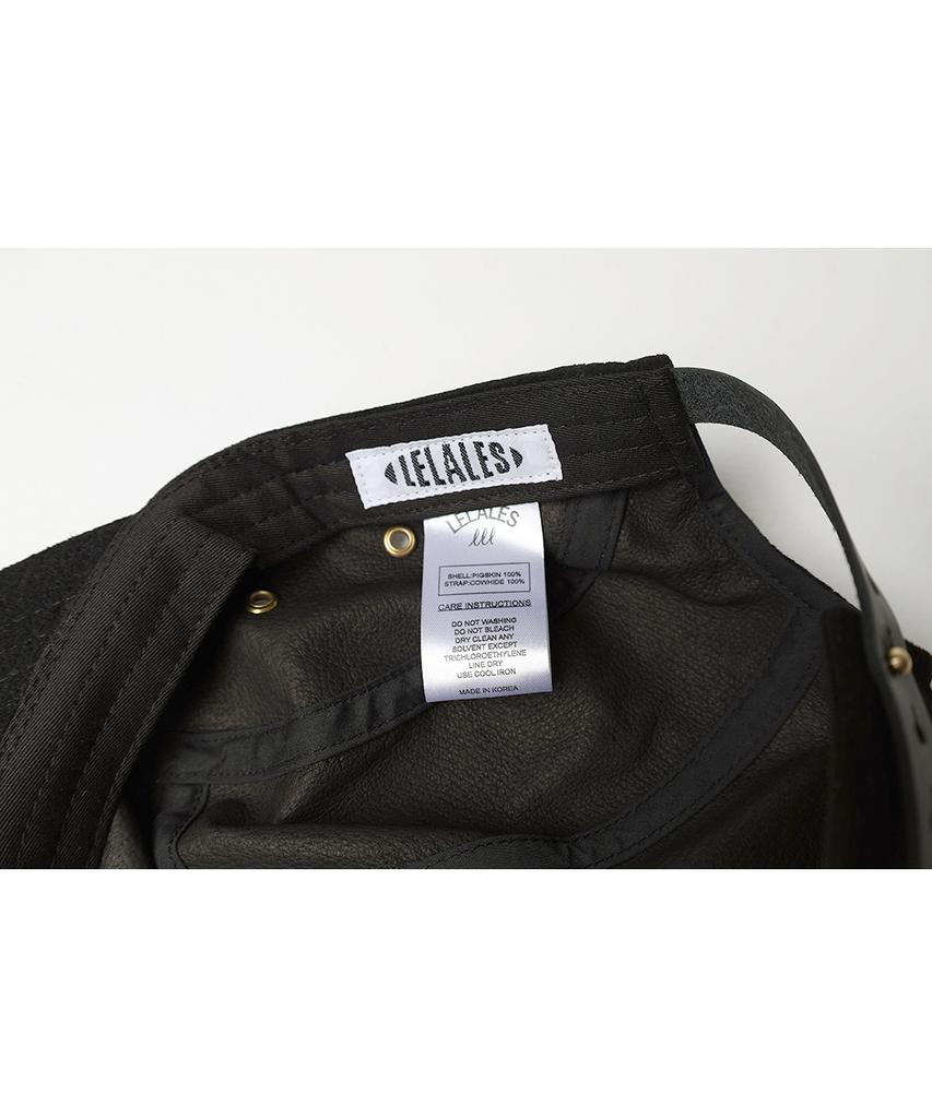 Leulale Handmade Leather Camp Cap - Black
