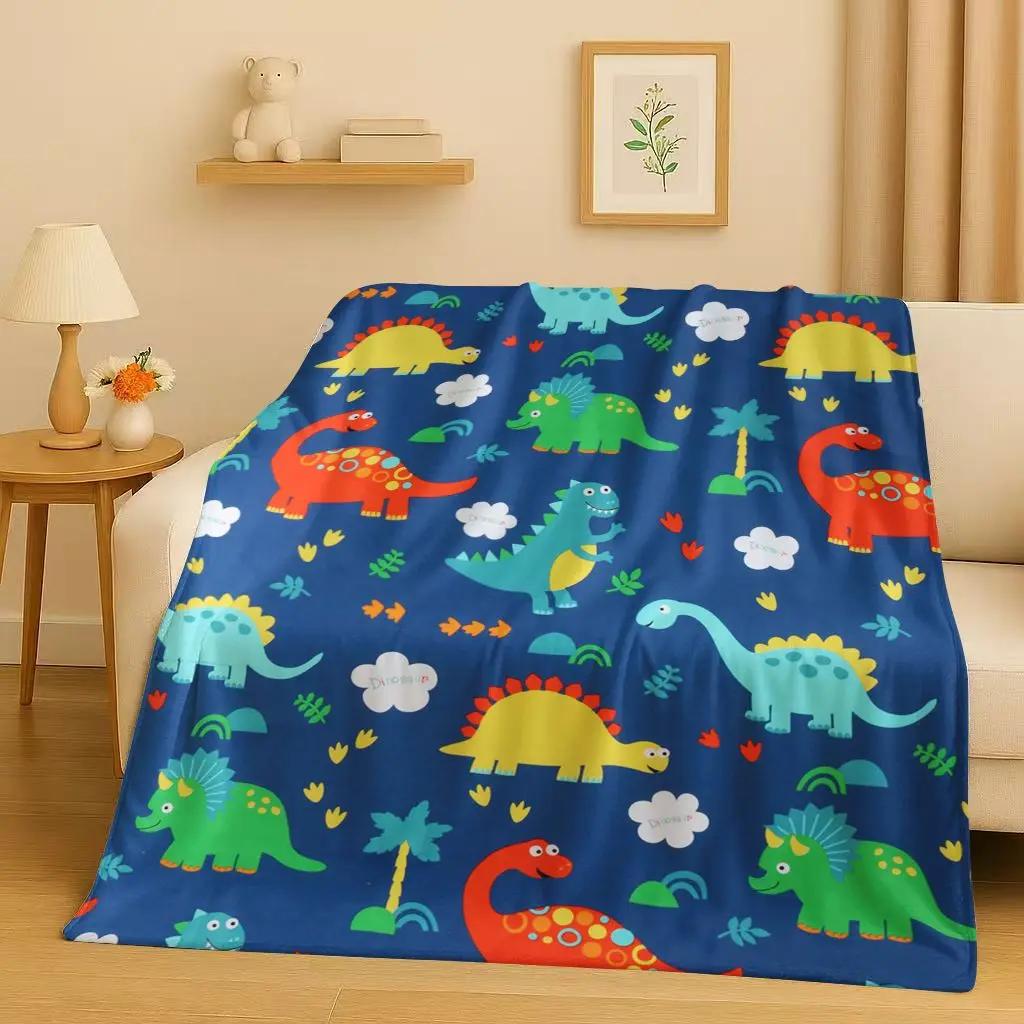 2026 New Space Dinosaur Cartoon Dino Art Flannel Blanket,Ultra Soft Warm Plush Throw for Home Bedroom Bed Sofa Cover Kids Gift