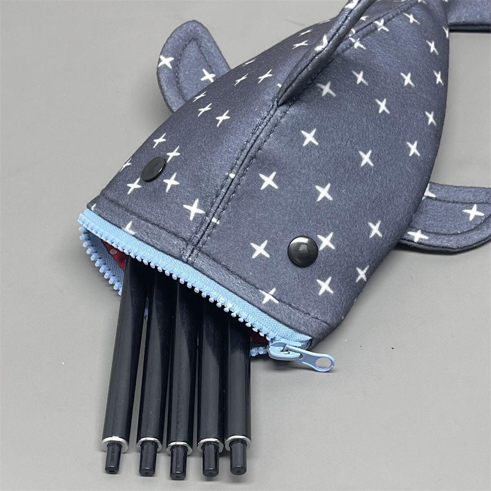 Xiaohongshu Shark Star Cute Pencil Case: Funny, Creative, Large Capacity Stationery Storage Bag for Students.