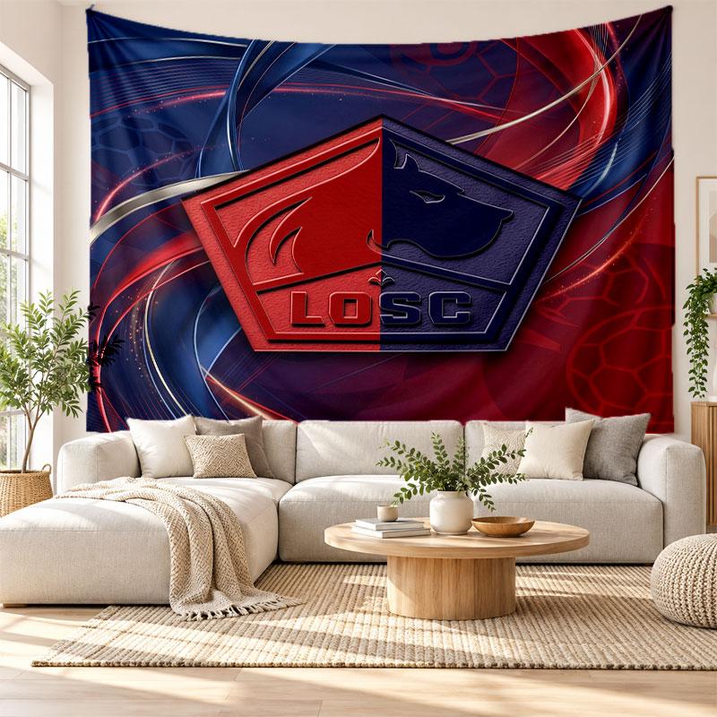 LOSC Lille FC Wall Tapestry, Soft Fabric Wall Hanging, Decorative Backdrop For Bedroom Home Wall Art
