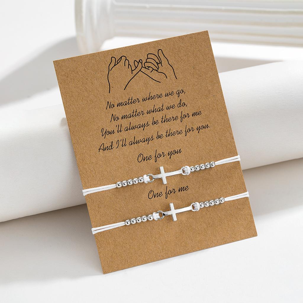 2-piece set of ethnic style alloy crosses, hand woven cards, gift style, friendship hand rope