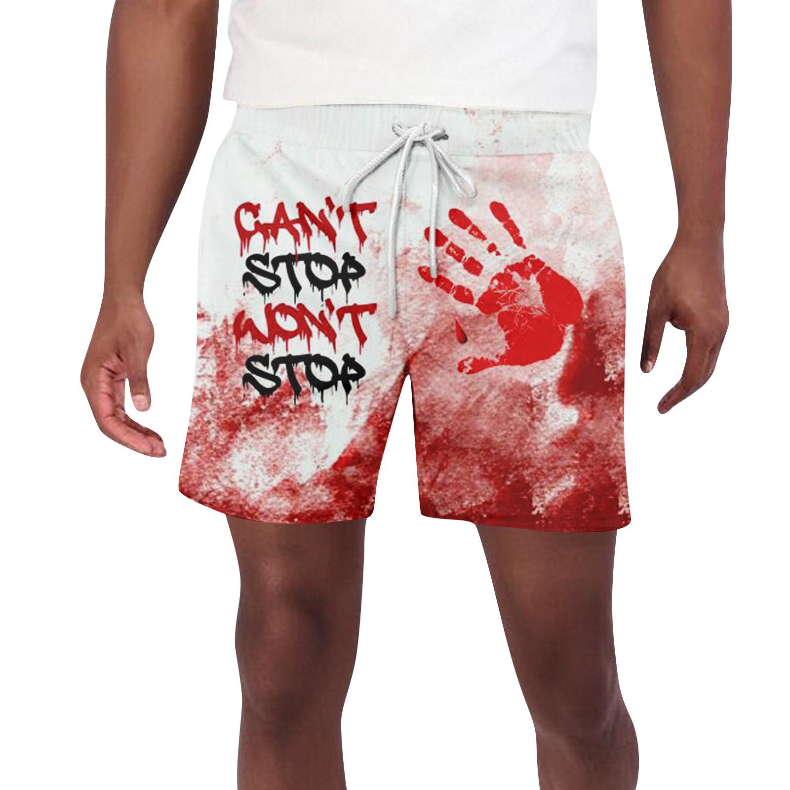 

Мужские шорты с принтом на тему Хэллоуина и ужасов, мужские повседневные спортивные пляжные шорты на шнурке M розовый