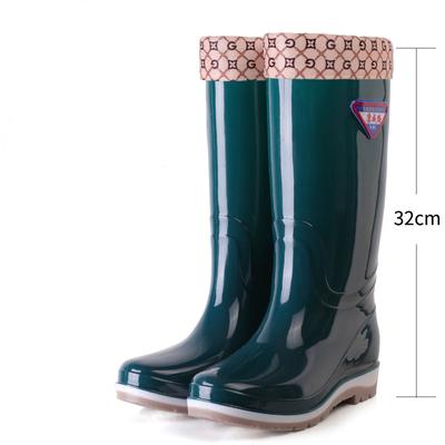 Botas de lluvia cálidas de terciopelo para mujer, de tubo alto, resistentes al desgaste, botas de lluvia de tubo medio, zapatos de goma antideslizantes para cocina, zapatos de trabajo impermeables