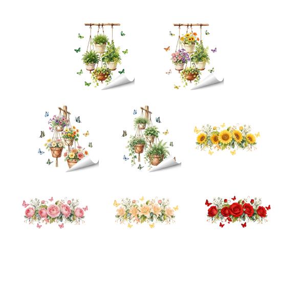 Green Potted Plants Wall Stickers Peel And Stick Floral Plants Vines Wall Art Decor for Living Room Bedroom Office