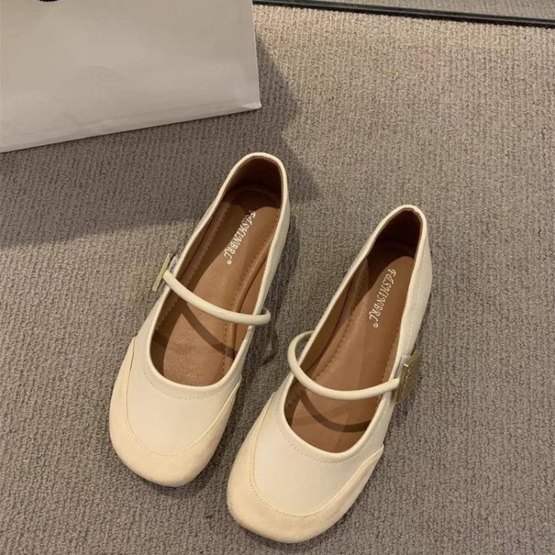 Fashion Women's Vintage Dress Flats Ballet Flats for Women Low-Cut Slip-On Round Toe Slippers Dressy Comfortable Ankle Strap Flat Shoes