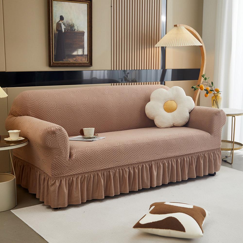 

Elastic Sofa Cover Full Protection Wavy Hem Stretchable Couch Slipcover for Home Office Furniture Protector Single 90-140cm