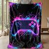 Neon Gamepad Graffiti Theme Blanket Lightweight Warm Flannel Blanket Decorative Throw Blanket for Home Decoration