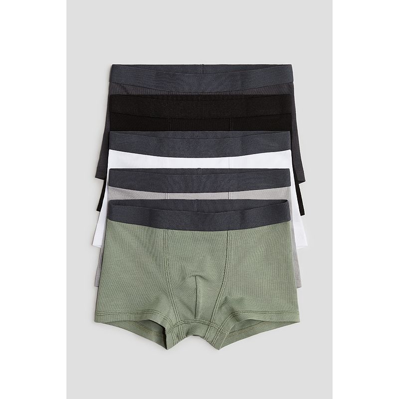 

HM Children s Clothing Boys Autumn 2025 New Panties Elastic Waist Boxers Underpants 5 Pack 0589520 Black/Khaki Green/White 110/60