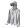 Ice Silk UV Protection Sunscreen Hooded Jacket for Men Women Long Sleeve Outdoor Coat with Zipper Closure