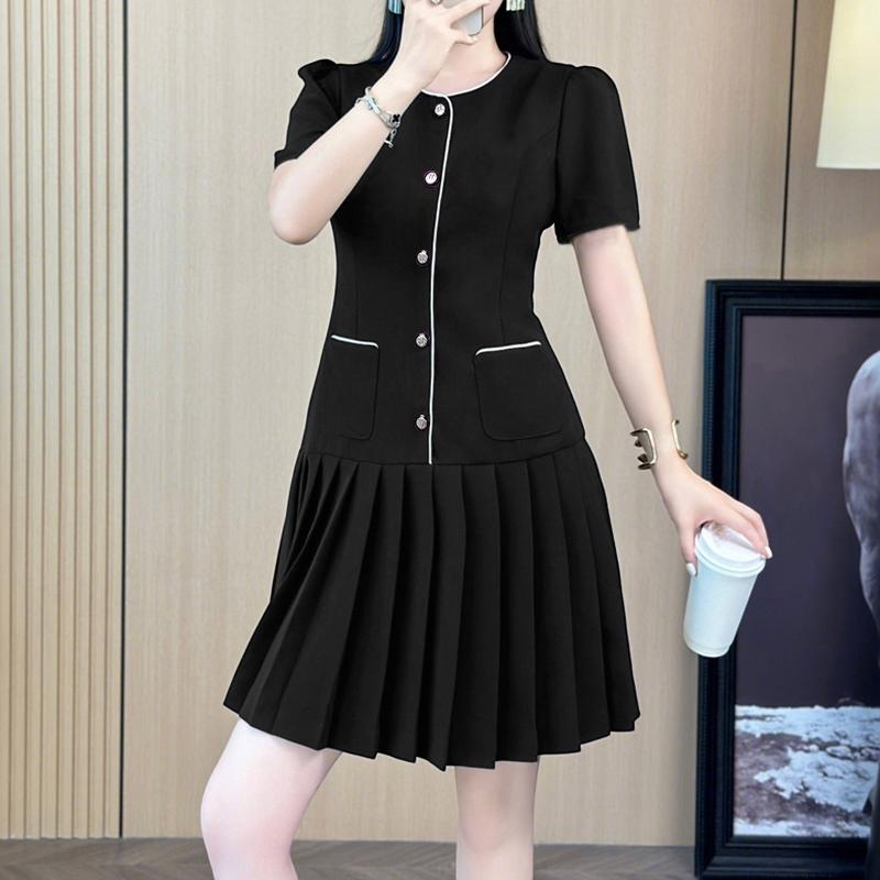 

ZANZEA Женское повседневное летнее платье с круглым вырезом и коротким рукавом S чёрный