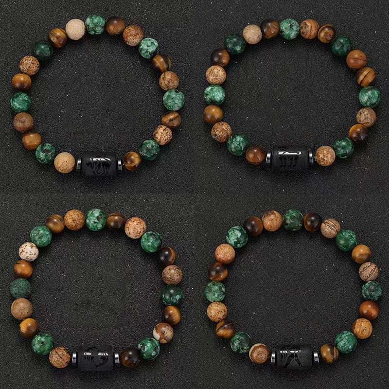 12 Zodiac Bracelets Natural Stone Cancer Virgo Leo Libra Bracelet Couples Friendship Gifts Bracelets Jewelry