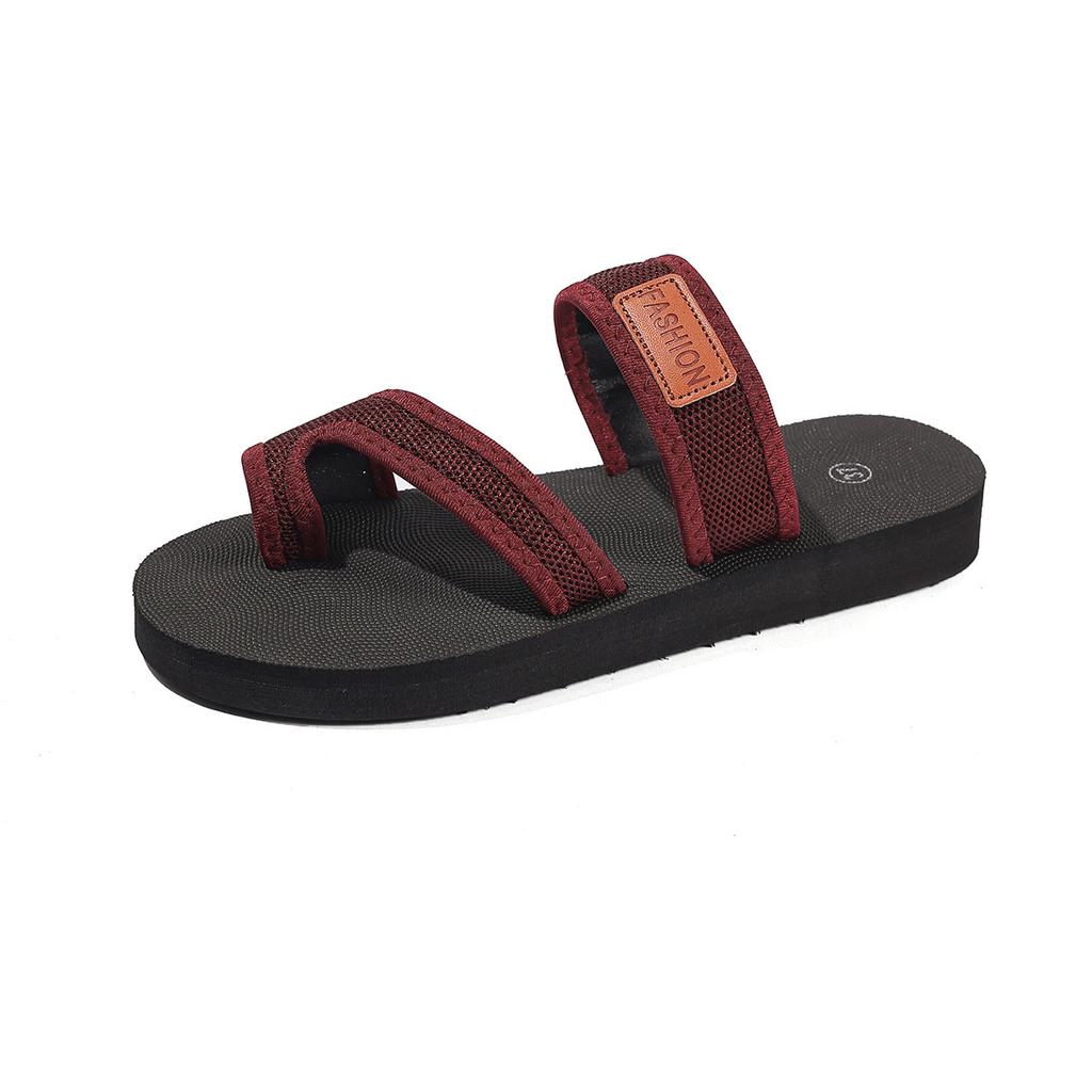 Summer set of toe large size cool slippers new round head fashion casual cross one-word thick-bottomed beach slippers