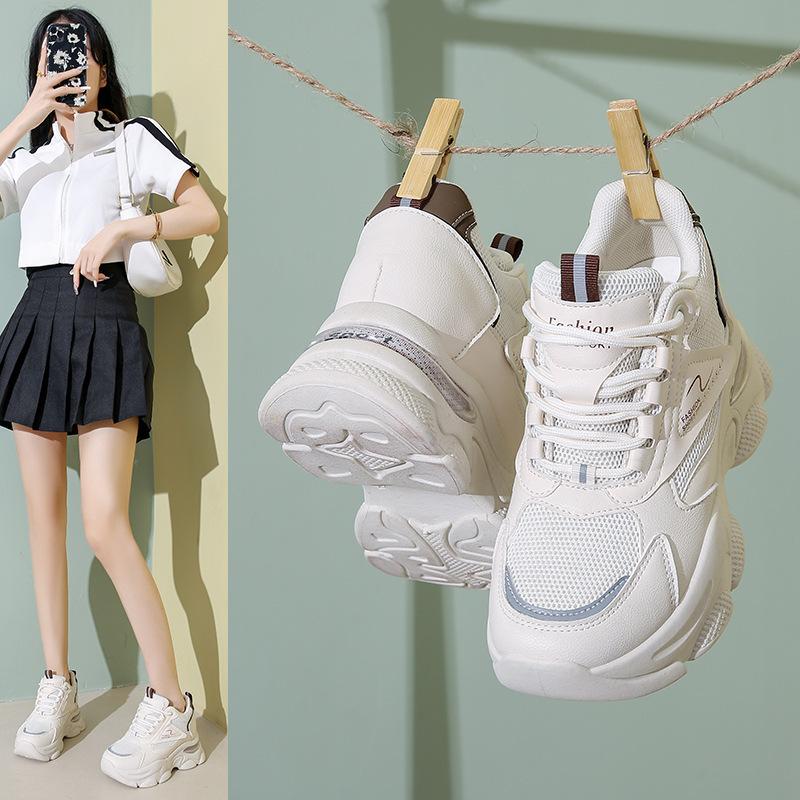 Inner Height Increase Dad Shoes Women 2025 Summer New Popular Small Versatile Leisure Sports Mesh White Shoes Women