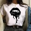Fruit And Lips Print T Shirt New Fashion Women T Shirt Harajuku Tops Female Graphic Tee Ladies Cute Tee Shirt White Woman T-Shi