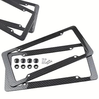 NEW Universal 30*15CM 1/2pcs License Plate Frame Carbon Pattern Plastic License Plate Frame Bracket with Standard Screw Kits