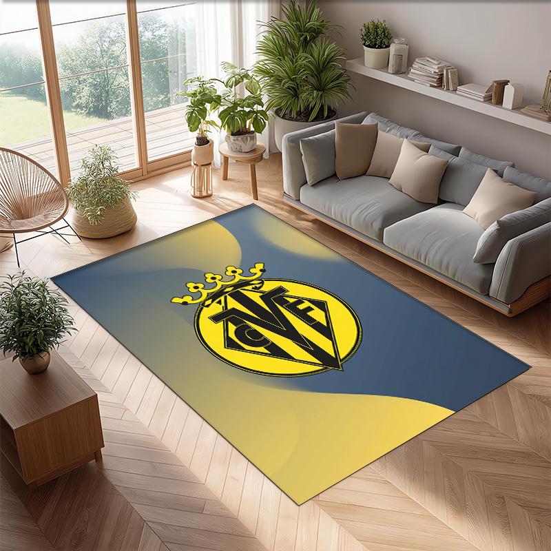 Villarreal FC Soccer Football Pattern Soft Area Rug Non Slip Indoor Floor Carpet Sports Decor Mat for Bedroom