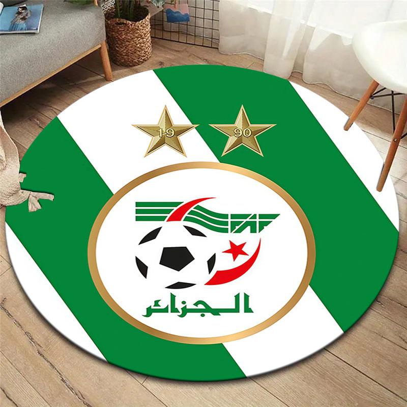 Algeria National Football Team Round Area Rug,Carpet Rug for Living Room Bedroom Sofa Playroom Decor,Non-slip Floor Mat
