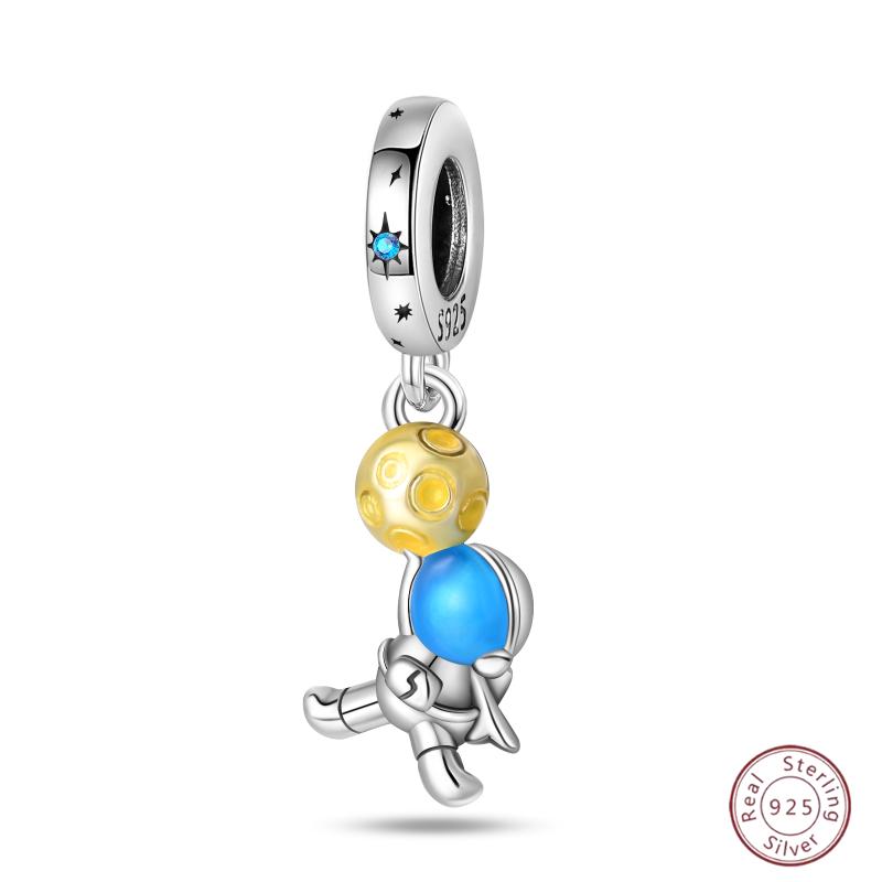 Copper Beaded Pendant Blue Shiny Zircon Suitable Original 3Mm Bracelet Women Fine Jewelry