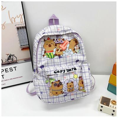 Cute Large Capacity Capybara Backpack Breathable Cartoon Student Schoolbag Nylon Ultra-light Book Bag