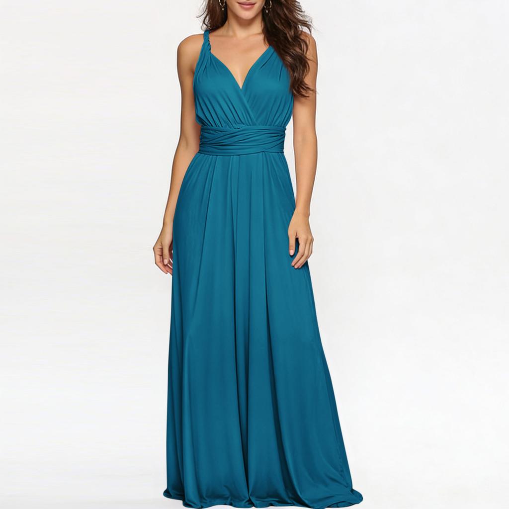 Women's Versatile Multi-Strap Cross-Back Sexy Bandage Dress Long Gown