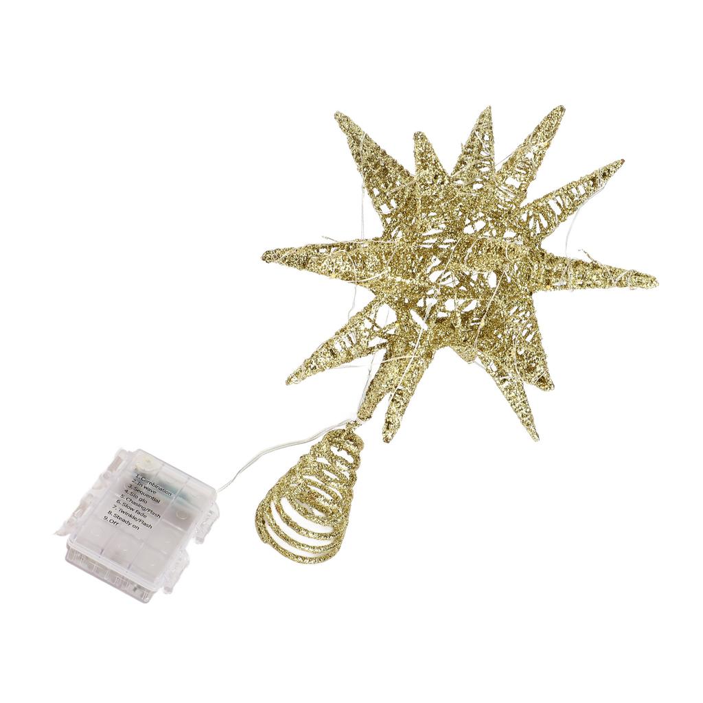 Xmas Star Tree Topper 3D Geometric Star Decorative LED Lights Battery Operated Beautiful Star