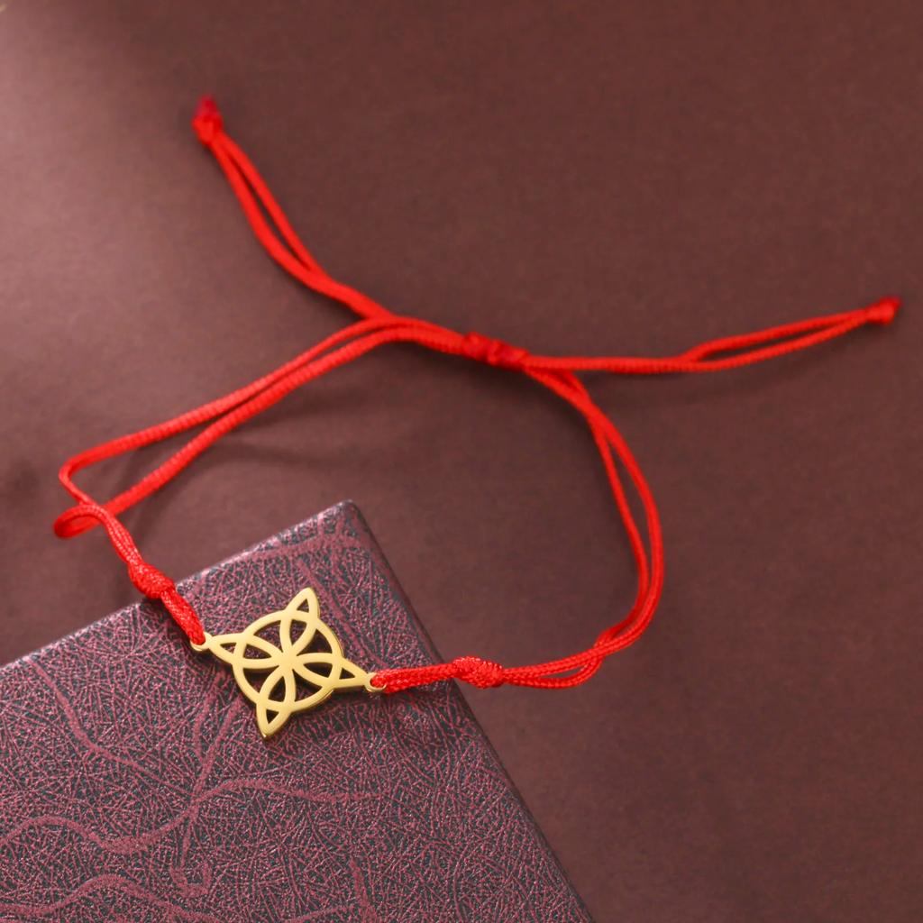 Lemegeton Charm Witch Celtic Knot Double Layer Bracelets Women Wicca Amulet Adjustable Chains Bracelet Stainless Steel Jewelry