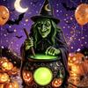 Halloween Witch Cauldron Lamp - Halloween Horror Witch's Large Pot Lamp Decoration
