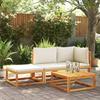 VidaXL 3-piece Garden Sofa Set with Cushions, Acacia Wood and Rope, 3278867