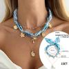 1SET European and American vacation ins shell starfish silk scarf stacked necklace, niche exotic love flower item jewelry women