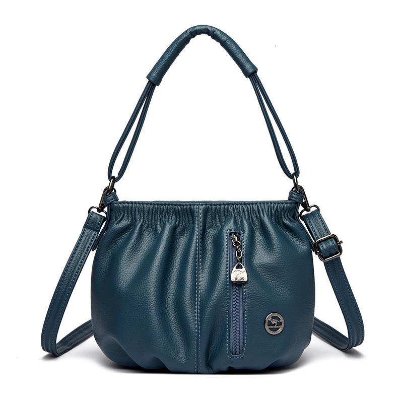 Fashionable Women's Shoulder Bag, Pleated Soft PU Leather Crossbody Bag, Solid Color Handbag, Suitable for Daily Casual Use