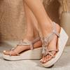 New European and American Style Wedge Women's Sandals Rhinestone Fashion Casual Women's Sandals Waterproof Platform Women's Shoes