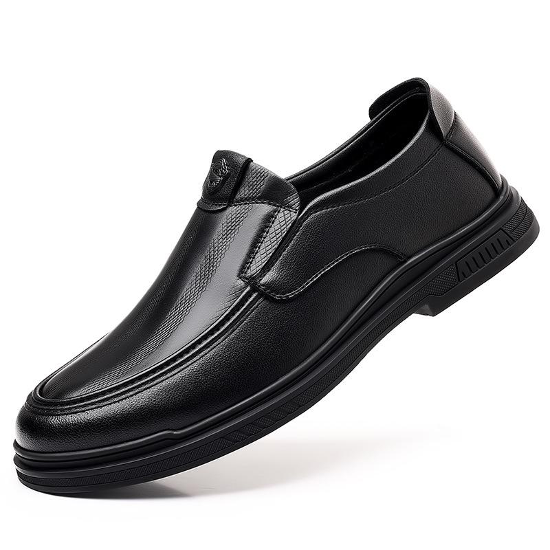 

Весна 2025 новые двухслойные мужские кожаные туфли из коровьей кожи закрывают ноги и педаль одинарные туфли мужские с мягким верхом легкие мужские туфли 44 чёрный