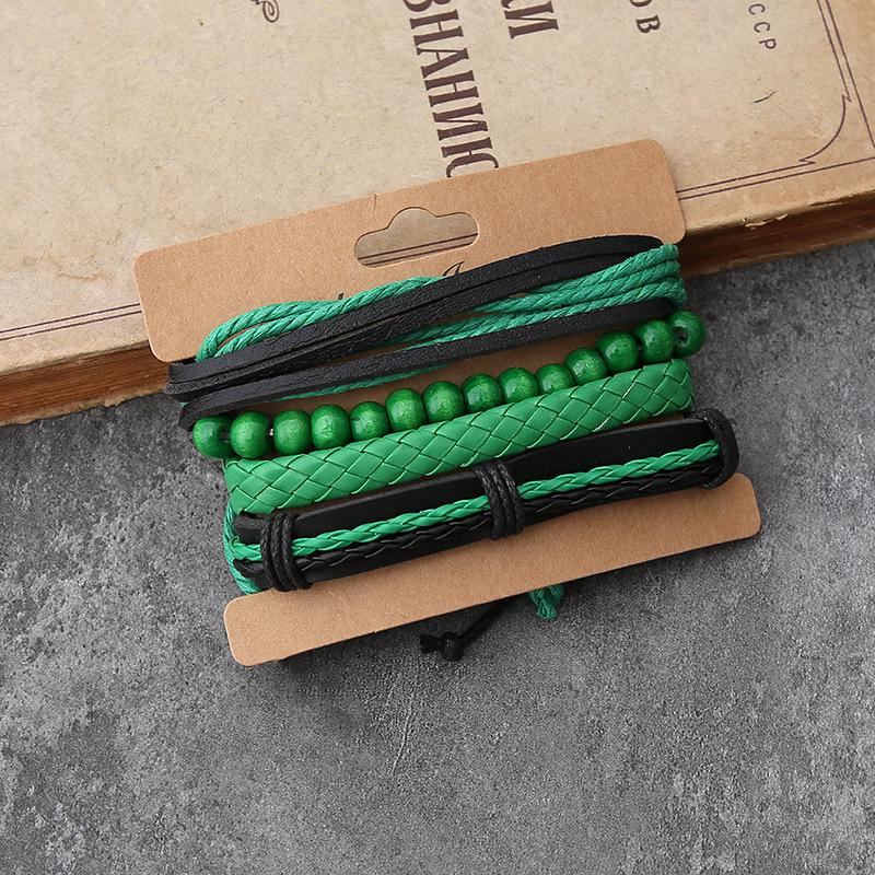 

Yellow Green Braided Cowhide Leather Bracelet DIY Set (4 Pieces)