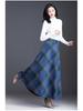 Women's 2024 Autumn/Winter Korean Plaid Wool-Blend A-Line Midi Skirt - Slimming, Thickened, Large Hem