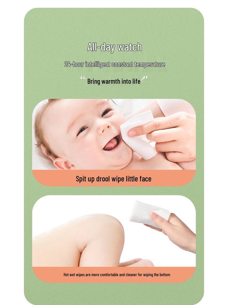 Portable USB Baby Wipe Warmer with Wireless Charging & Night Light