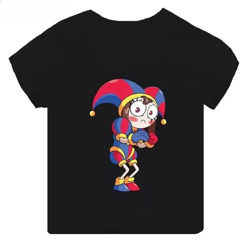 Summer Cotton Children T-Shirts The Amazing Digital Circus Short Sleeve Boy Girl Cartoon Pomni Baby Top Casual Kids Clothes Tees