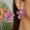 Boucles d'oreilles puces Fleur Strass Brillants pour Femmes Boucles d'oreilles puces Fleur à Cinq Pétales Colorées Exagérées Mode Bijoux de Mariage