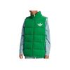 adidas Originals FW22 Velvet Vest Solid Logo Print Zipper Down Vest Women Vests Green IB2029