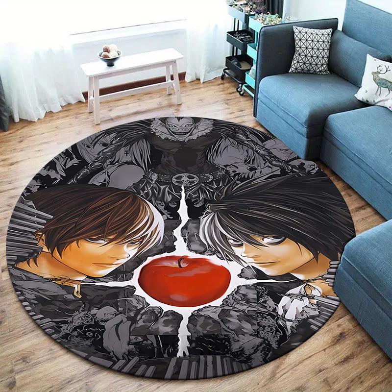 Death Note Round Area Rug,Carpet Rug for Living Room Bedroom Sofa Playroom Decor,Non-slip Floor Mat