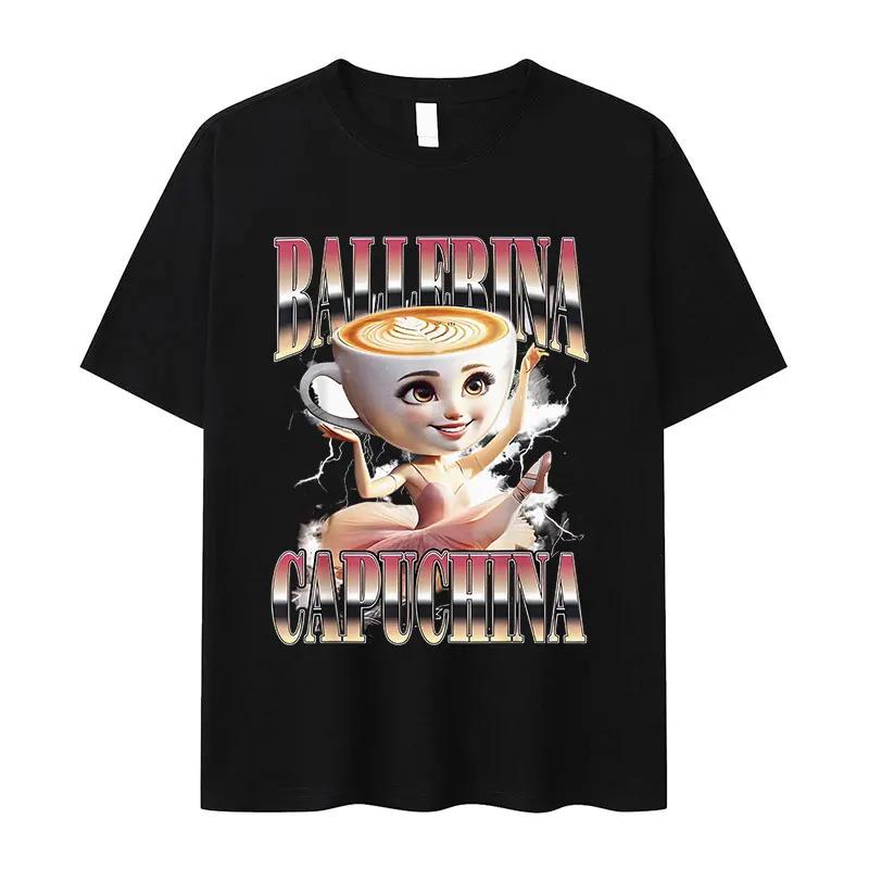 Italian T-shirt Brainrot Interesting Cappuccino Assassin Meme Men Kawaii Women Short-sleeved men summer 100% cotton T-shirt