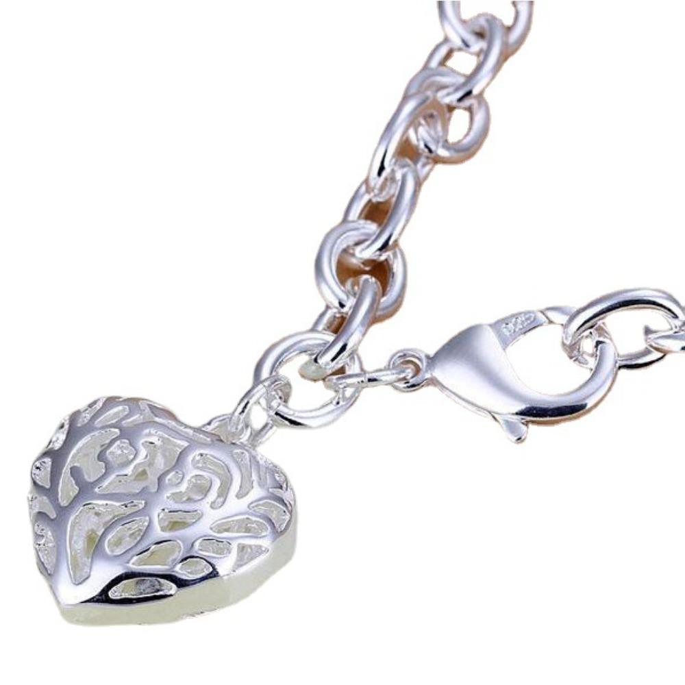 Elegant Silver Plated Hollow Heart Bracelet Fashion Creative Jewelry for Women