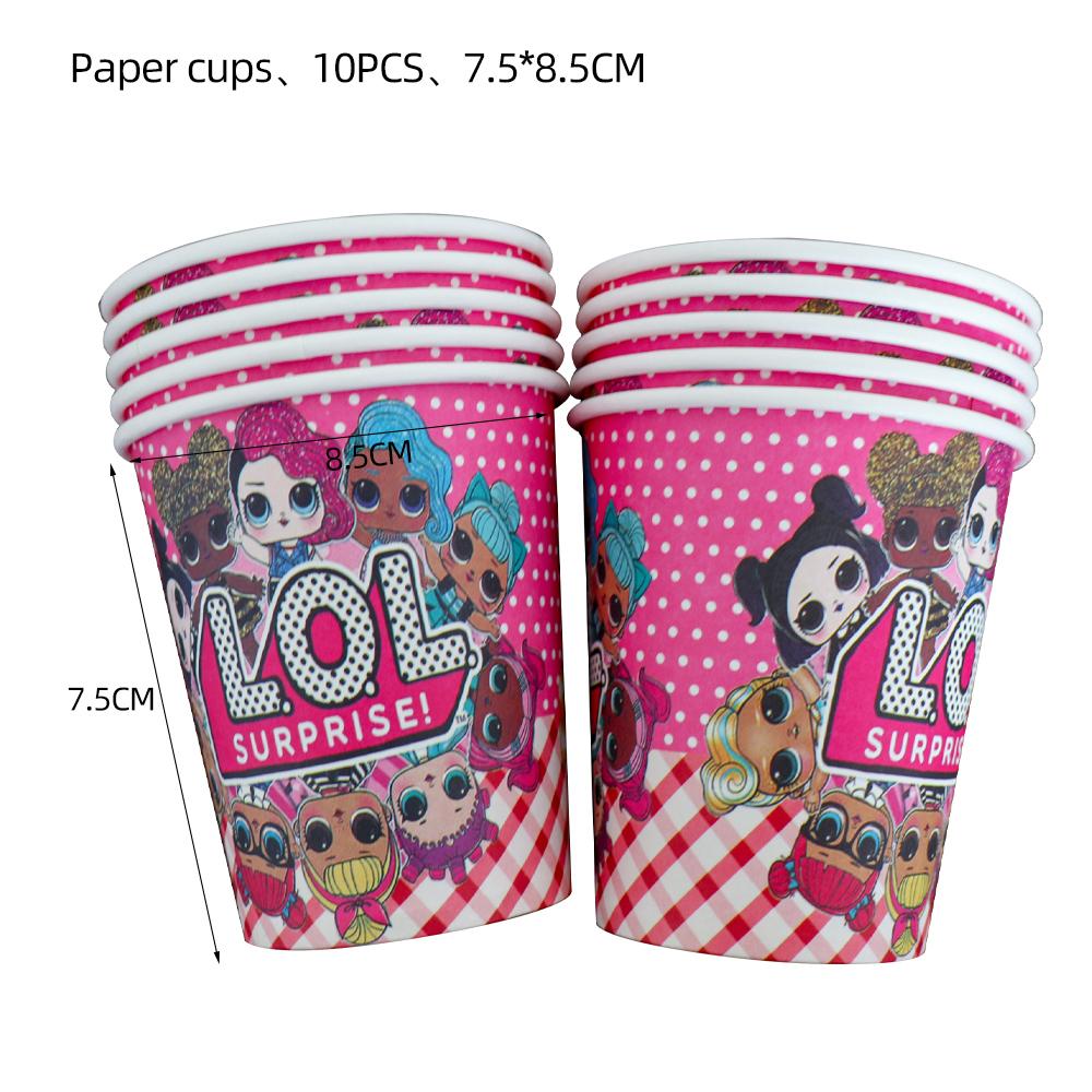 Surprise Doll Birthday Theme Decorations Backdrop Baby Shower Suppl Lol Party Cake Topper Balloon Paper Banner Plates Cups for Round Sensory Durable