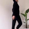 Autumn/Winter Cable Knit Hooded Zip-Up Top and Home Set for Women